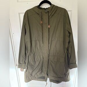 REI green trench raincoat